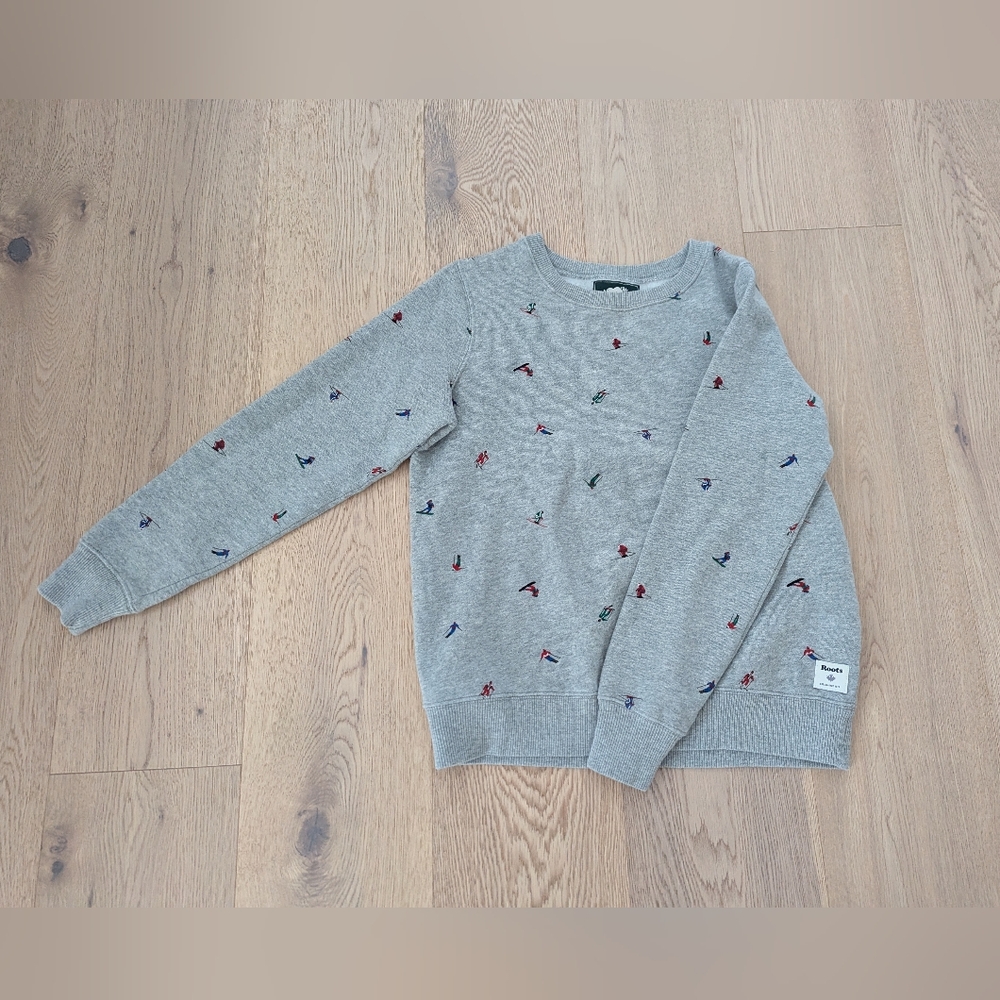 Roots Gray Sweatshirt with Embroidered Accents